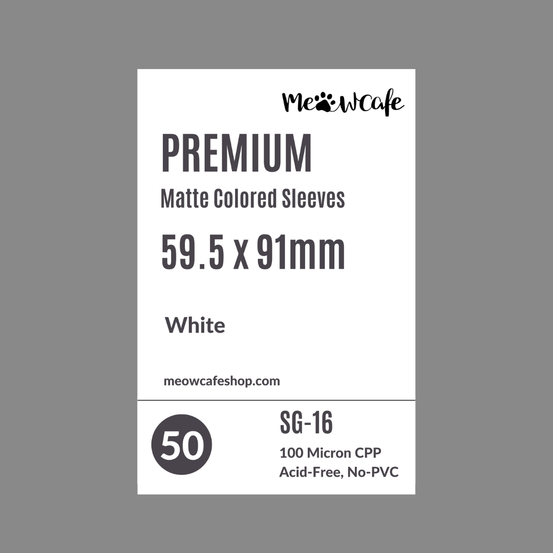 Meowcafe [59.5x91mm] Premium Colored Matte Sleeves - White (SG-16)