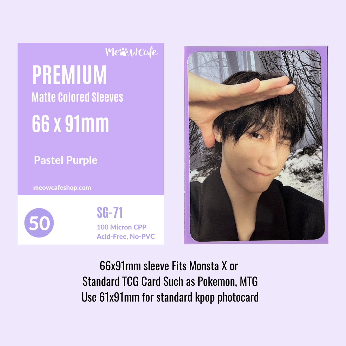 [For TCG Card] Meowcafe [66x91 mm] Premium Colored Matte Sleeves - Pastel Purple (SG-71)