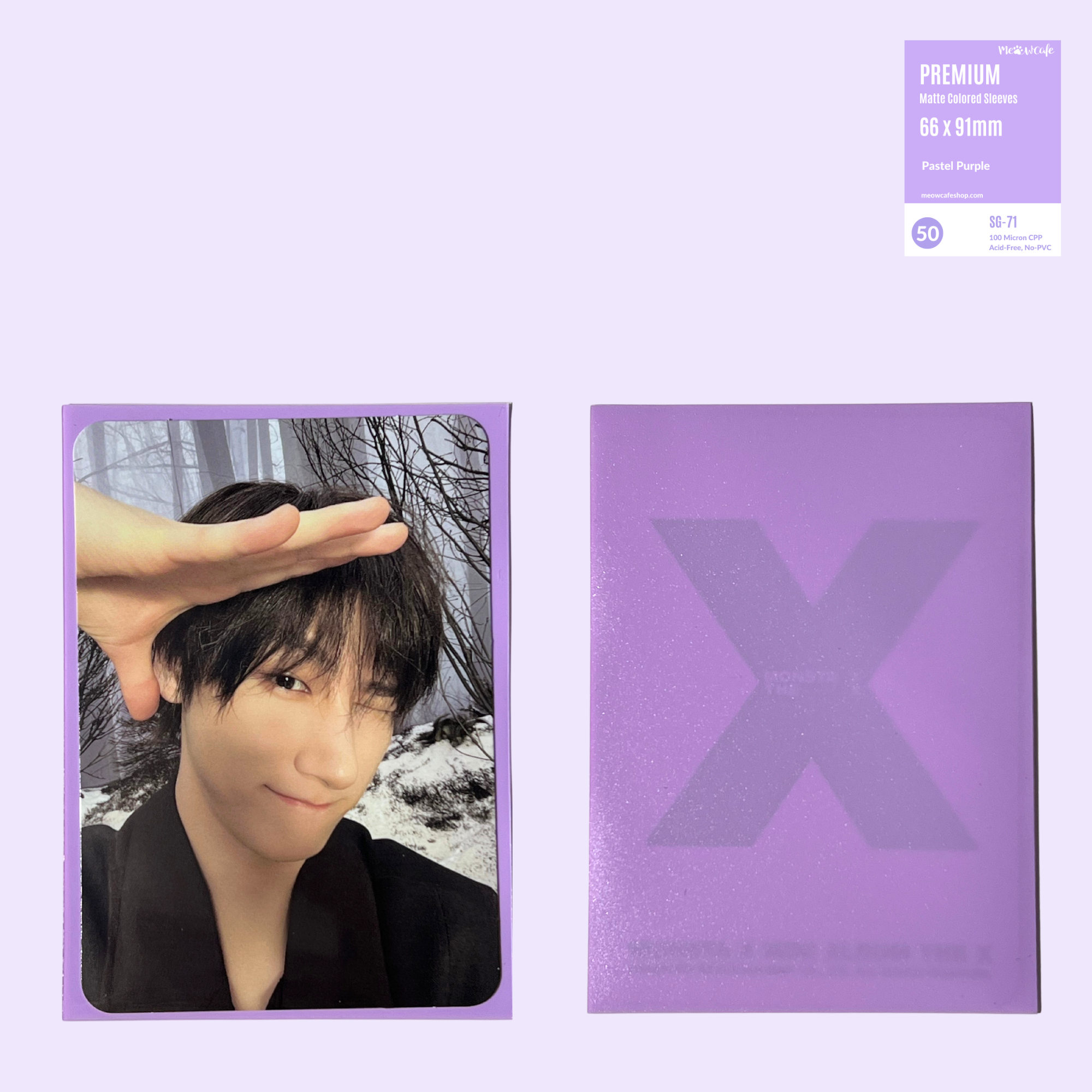 [For TCG Card] Meowcafe [66x91 mm] Premium Colored Matte Sleeves - Pastel Purple (SG-71)