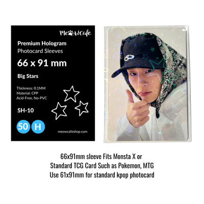 [For TCG Card] [66x91 mm] Meowcafe Premium Holographic CPP Photocard Sleeve - [Hologram Big Stars] (SH-10)
