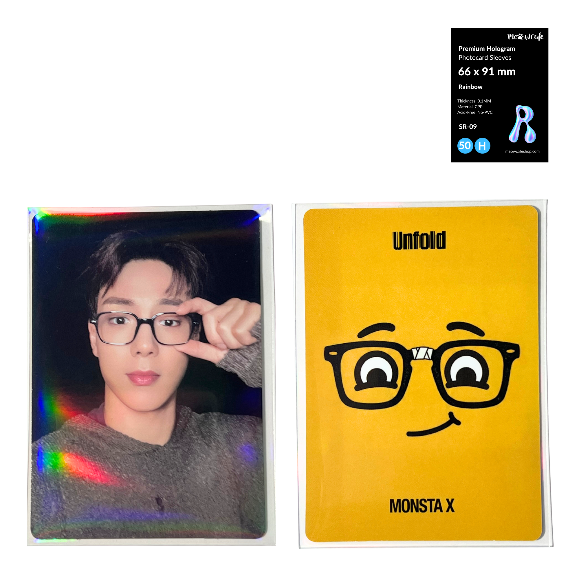 [For TCG Card] [66x91 mm] Meowcafe Premium Holographic CPP Photocard Sleeve - [Hologram Rainbow] (SR-09)
