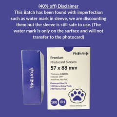 [40% off B Grade with Watermark] [57x88MM] Meowcafe Premium CPP Card Sleeve [120 Micron Extra Thick] for Kpop Photocards Perfect Fit