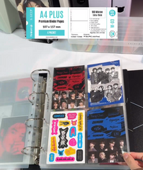 K-KEEP [A4 PLUS] -  4 Pocket (Postcard) - 11 Holes Premium Binder Pages, 100 Micron Thick, High Definition (Pack of 10) - (W-03)