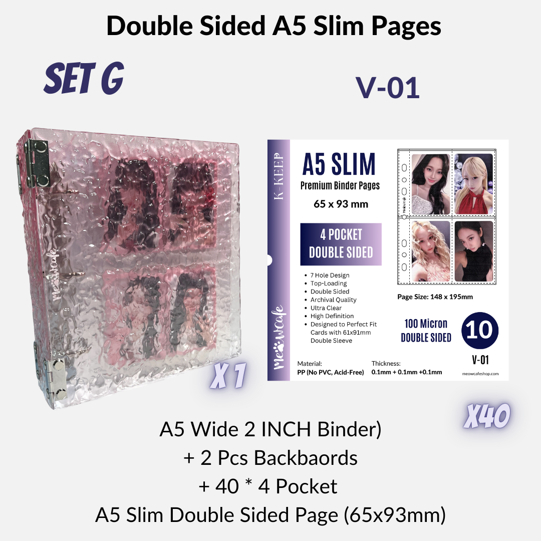 K-KEEP [A5 Wide] - Water Ripple Effect Acrylic Series - 1.5 inch 3-D-Ring Acrylic Binder | Large Capacity Kpop Inclusion Display Binder (Self Assembly Required) - Icy Pink