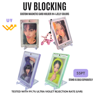 [UV-Schutz] Premium Magnetischer Kartenhalter – Stabiler, hochtransparenter, maßgeschneiderter Fotokartenhalter, perfekt passend für 61x91 mm K-Pop-Fotokarten mit Double-Sleeve, säurefrei, 55PT (passend für Instax Mini Polaroid)