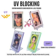 [UV Blocking] Premium Magnetic Card Holder -Strong, High Clarity Custom Photocard Holder Designed to Perfect Fit 61x91mm Double Sleeved Kpop Photocard, Acid Free, 55PT (fit instax mini Polaroid)