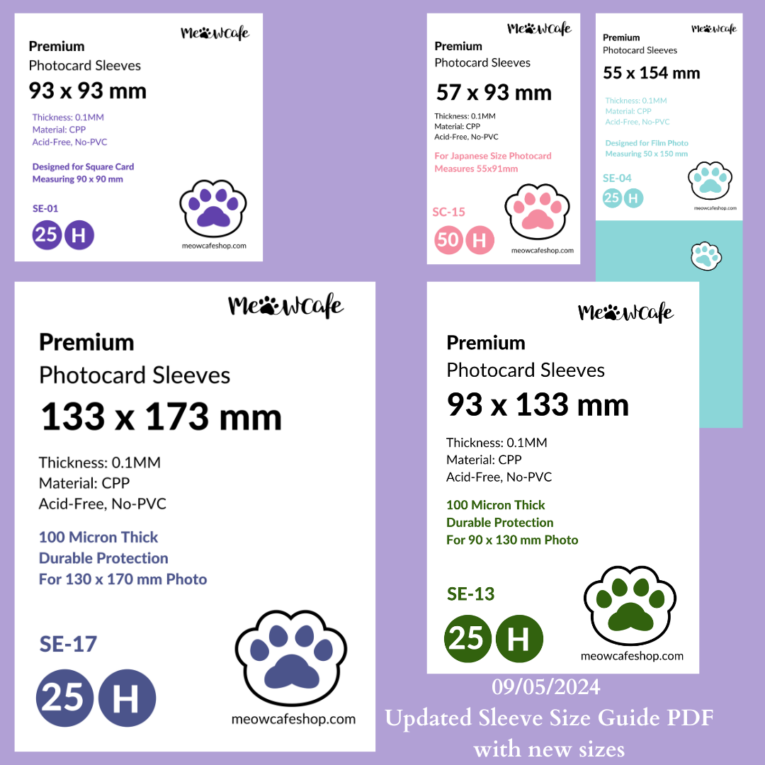 Meowcafe Photocard Sleeve Guide Printable PDF [Version 1124.2024]