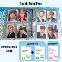 [Double Sided] K-KEEP [A5 Wide] -  4 Pocket Standard (71 x 94mm)- 7 Holes Premium Binder Pages, 100 Micron Thick, High Definition V-24