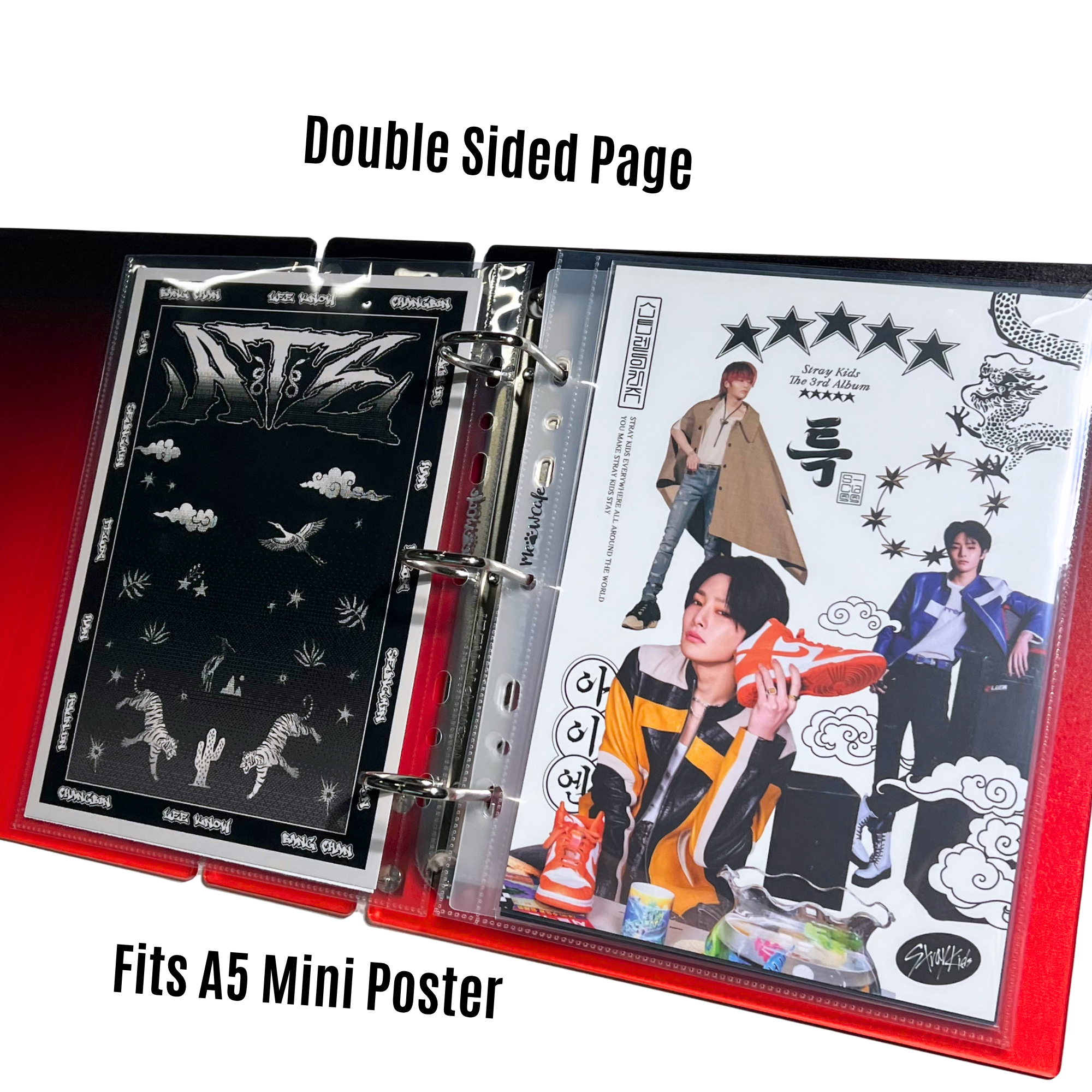 [Double Sided] K-KEEP [A5 Wide] - 1 Pocket Mini Poster (159x218MM), 7 Holes Premium Binder Pages, 100 Micron Thick, High Definition (Pack of 10) V-27