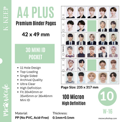 K-KEEP [A4 PLUS] - 30 Pocket Mini ID Page - 11 Holes Premium Binder Pages, 100 Micron Thick, High Definition (Pack of 10) (W-16)