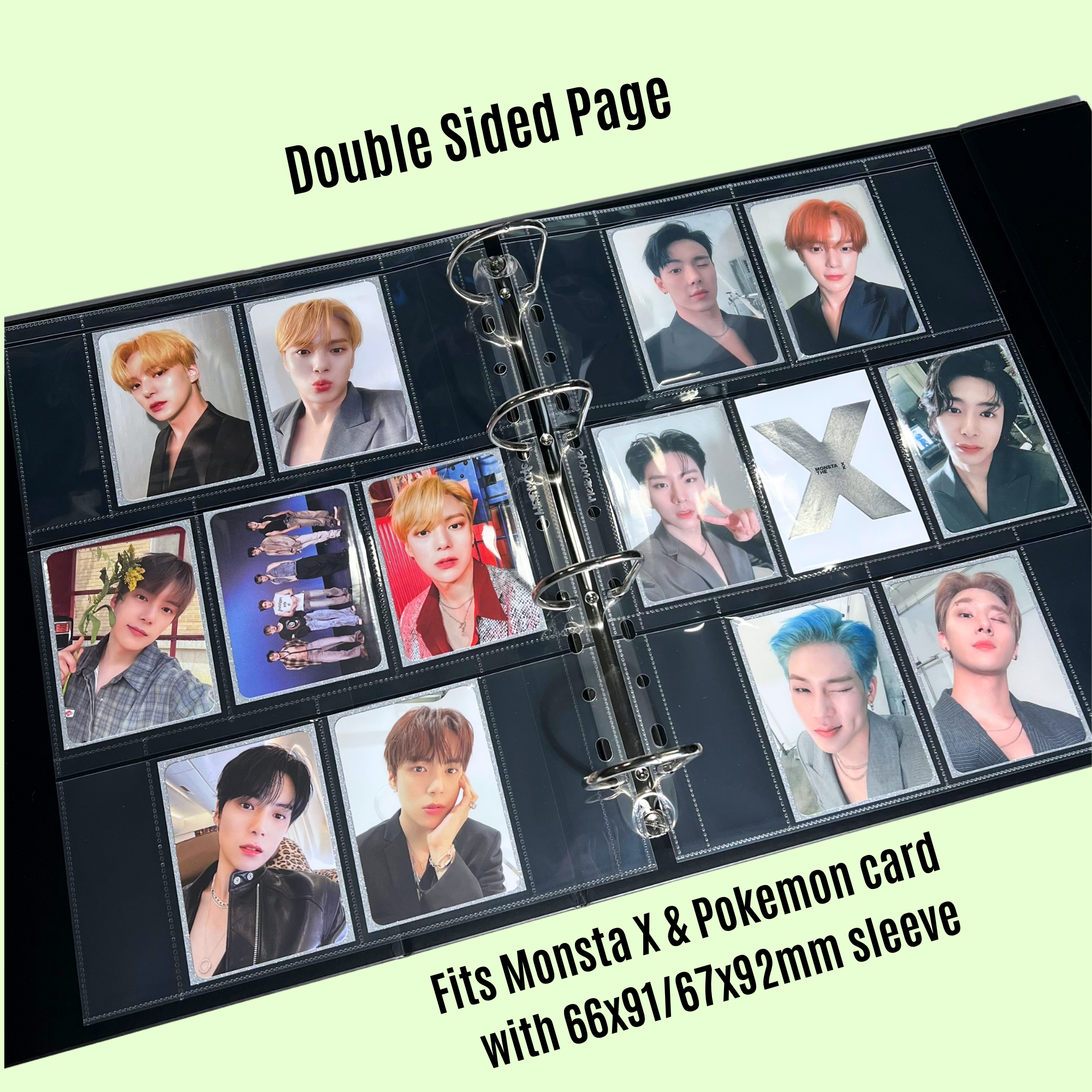 [Double Sided] K-KEEP [A4 PLUS] -  7 Pocket Standard (71x94mm) - 11 Holes Premium Binder Pages, 100 Micron Thick, High Definition (Pack of 10) - (W-26) Fits Monsta X, Pokemon, 66x91mm Dragon Shield Sleeve
