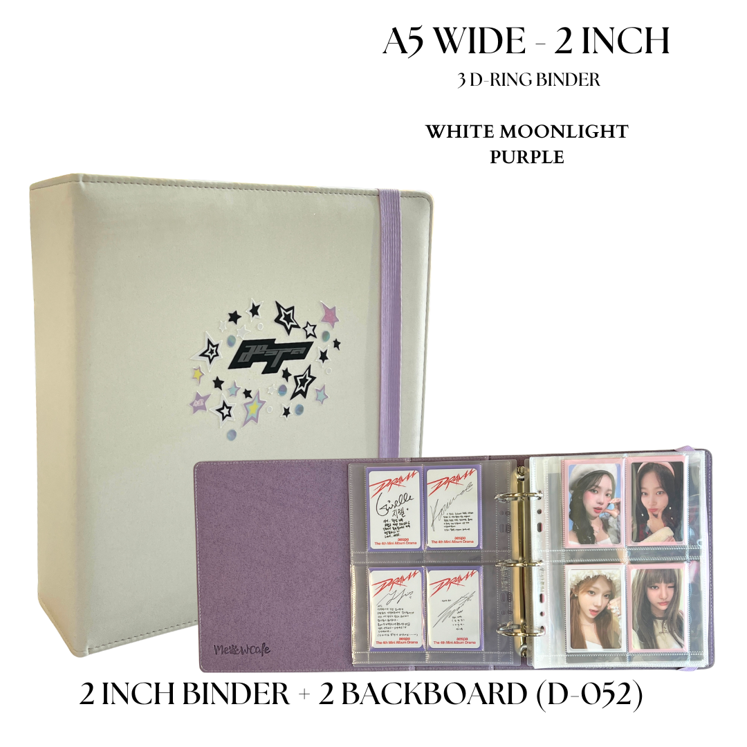 [Final Stock] K-KEEP [A5 Wide] Binder [White Moonlight Series] - 2 Inch "Doubled" Binder With Strap - Large Capacity Binder for Collector Seeking Expanding the Collection