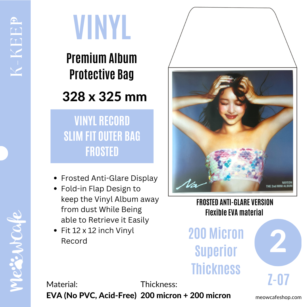 [Vinyl Slim Fit] Premium Fold-in Vinyl Protection Outer Bag | 200 Micron Superior Thickness, High Clarity, EVA Material - Frosted Version