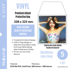 [Vinyl Slim Fit] Premium Fold-in Vinyl Protection Outer Bag | 200 Micron Superior Thickness, High Clarity, EVA Material - Frosted Version