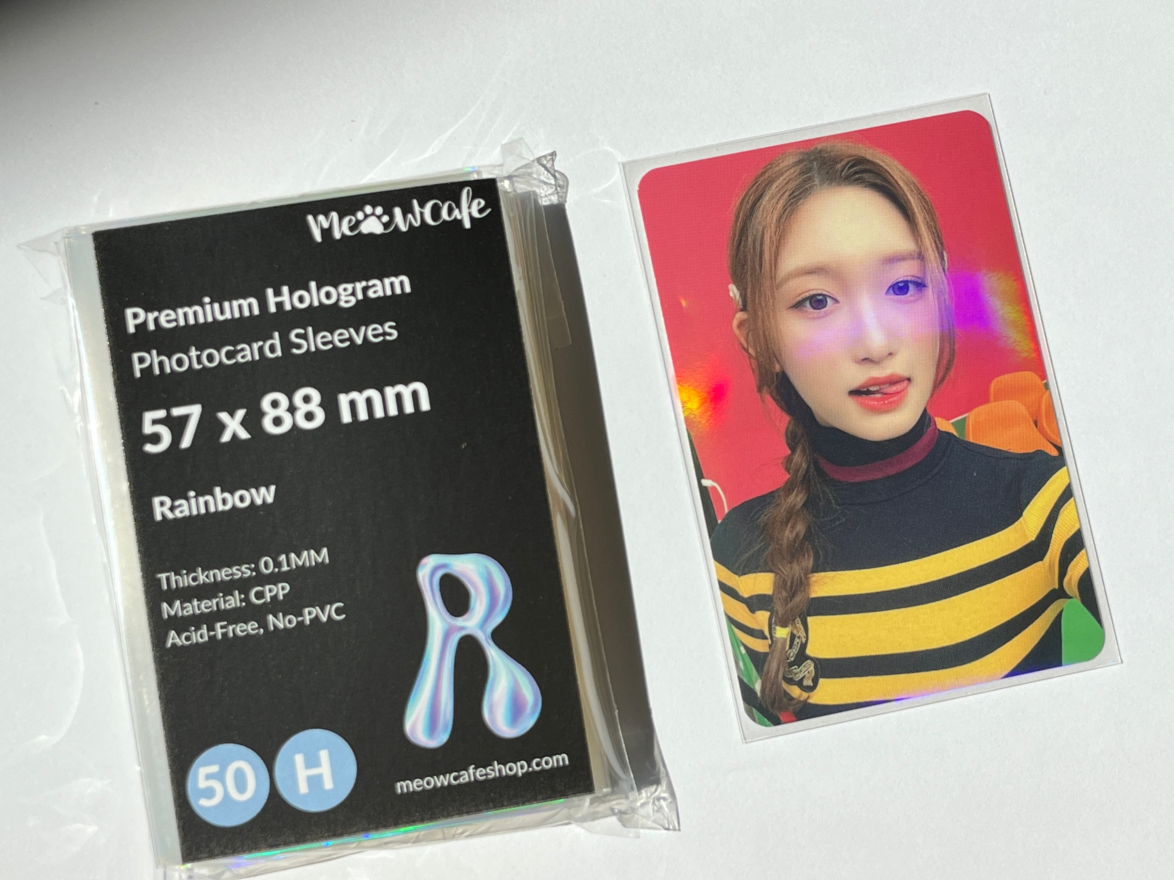 [57x88mm] Meowcafe Premium Holographic CPP Photocard Sleeve - [Hologram Rainbow] (SR-01)
