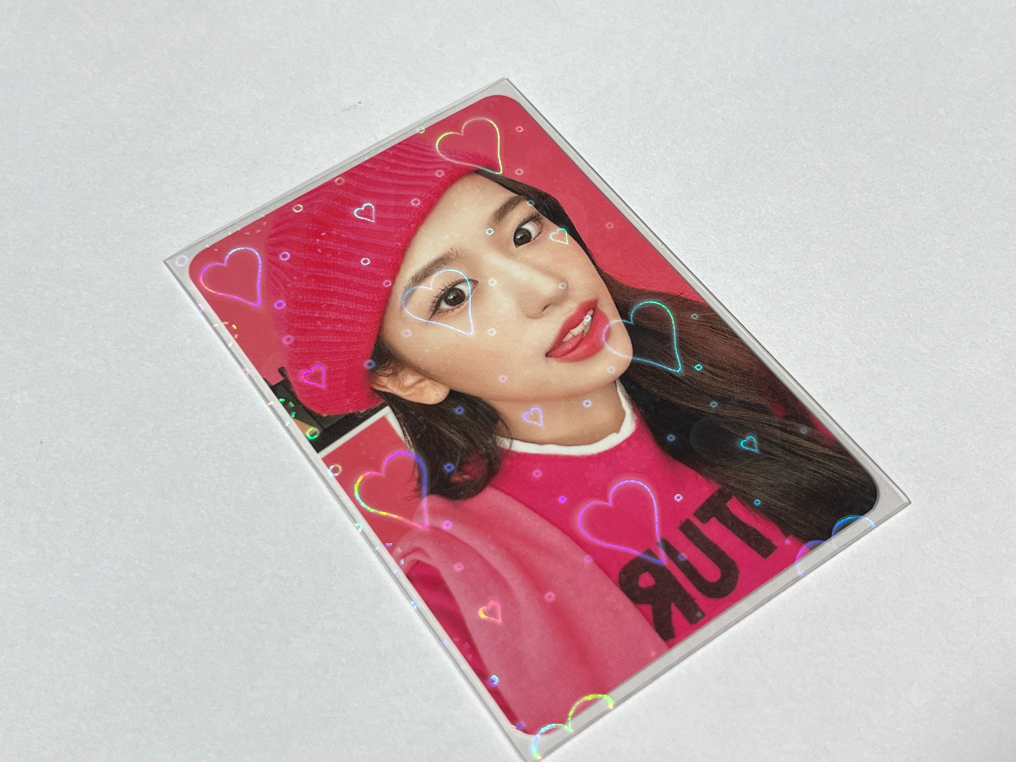 [57x88mm] Meowcafe Premium Holographic CPP Photocard Sleeve - [Hologram Heart Fireworks] (SH-03)