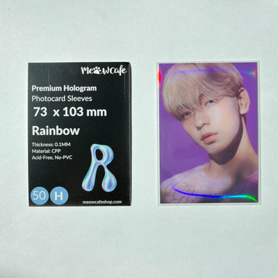 [50% OFF Final Sale] [73x103mm] Meowcafe Premium Holographic CPP Photocard Sleeve - [Hologram Rainbow]