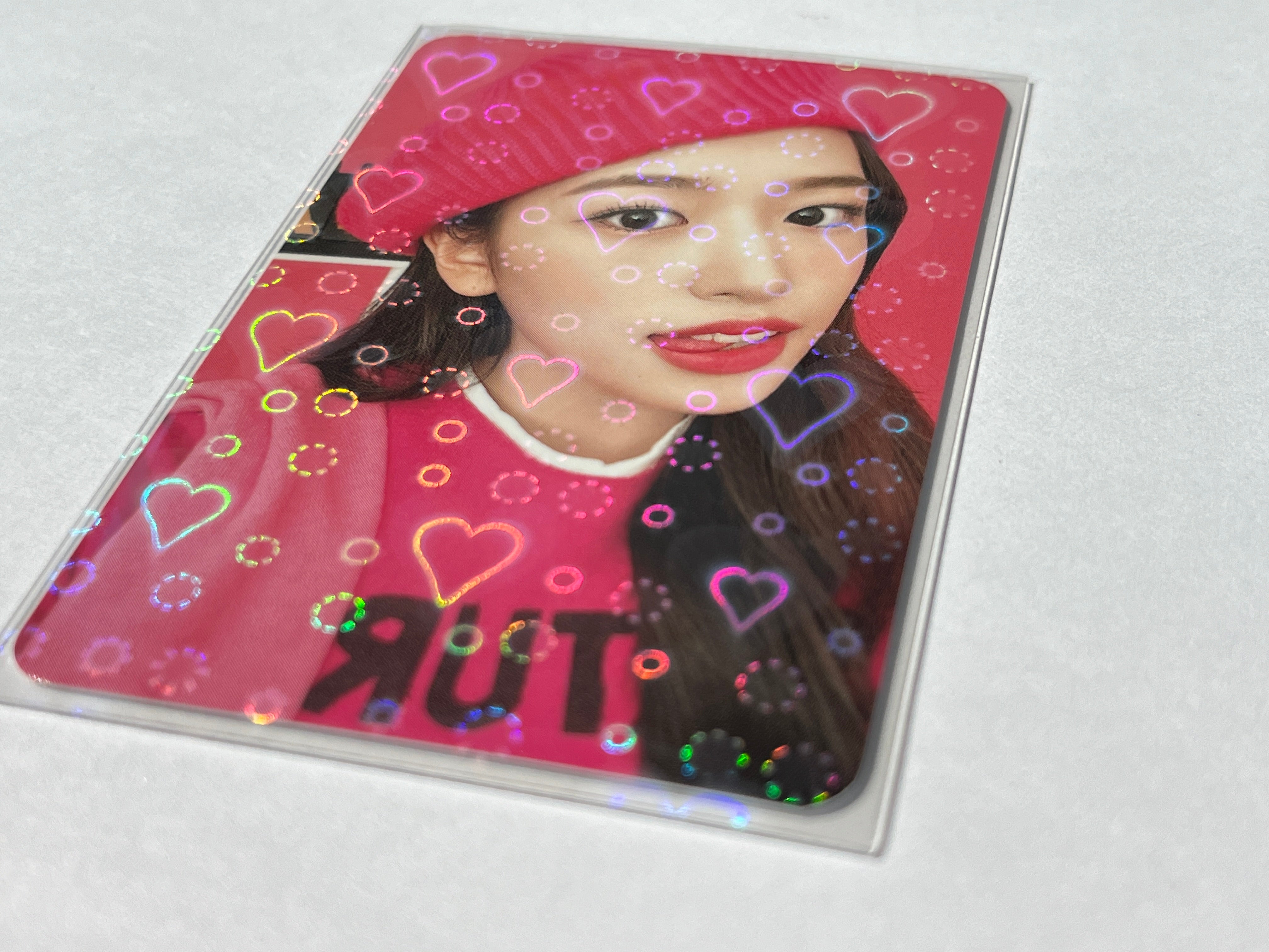 [57x88mm] Meowcafe Premium Holographic CPP Photocard Sleeve - [Hologram Heart Fireworks] (SH-03)