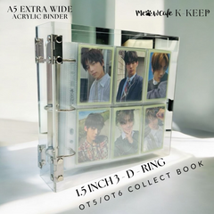 K-KEEP [A5 Extra-Wide] - [1.5 inch] Acrylic Series -  3-D-Ring Large Capacity OT5 OT6 Kpop Photocard Binder