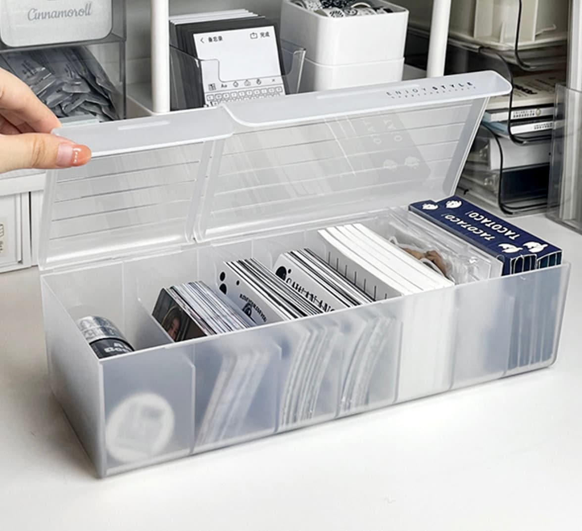 7 Sections Matte Clear Photocard and Sleeves Storage Organizer Box wit ...