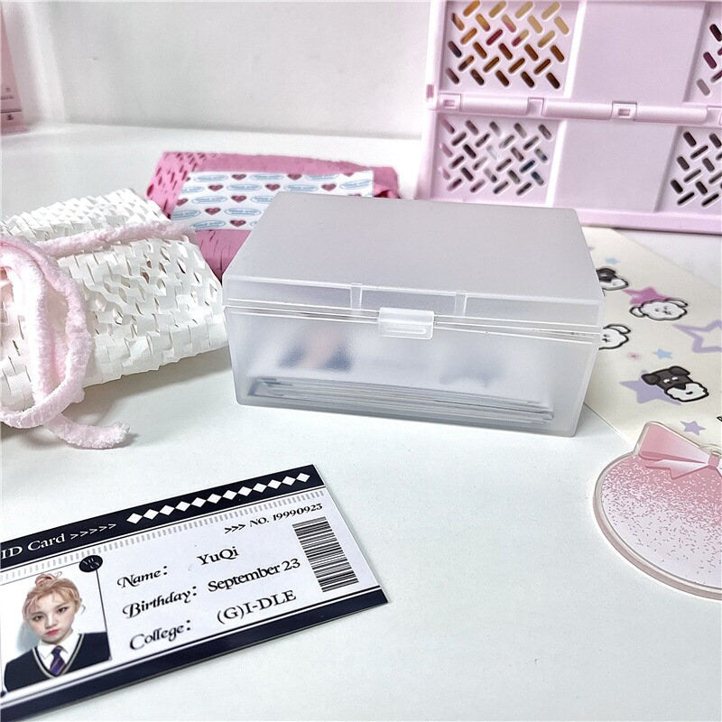 Matte Kpop Photocards Collect Box Photocard Holder Minimalist Photocard Storage Box Container Holds 100 Photocard/ Photocard Sleeves