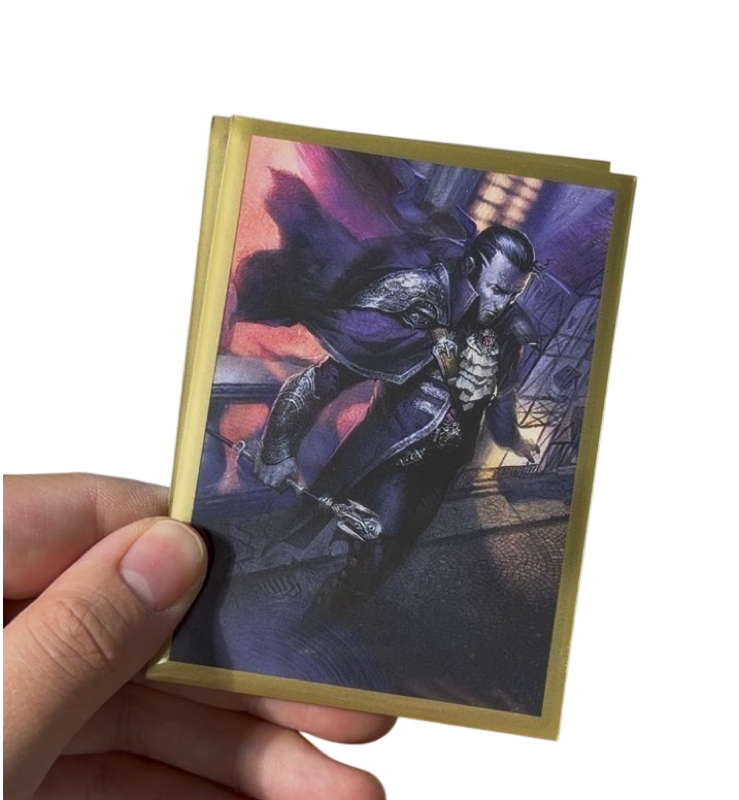 Gold Colored Frame sleeve on a TCG card